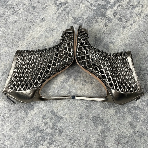 Gucci Eline Caged Bronze Metallic Booties Open Toe Sz 38.5 - Picture 9 of 16